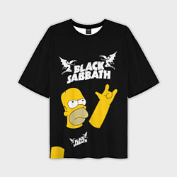 Мужская футболка оверсайз Black Sabbath Гомер Симпсон Simpsons