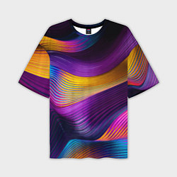Мужская футболка оверсайз Абстрактная волновая композиция Неоновые полосы Ab