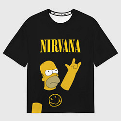 Мужская футболка оверсайз NIRVANA ГОМЕР СИМПСОН, SIMPSONS