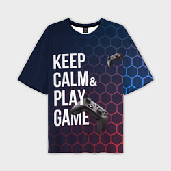 Футболка оверсайз мужская KEEP CALM& PLAY GAME PATTERN HEXAGONAL, цвет: 3D-принт
