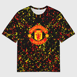 Футболка оверсайз мужская Манчестер юнайтед краски, цвет: 3D-принт