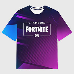 Футболка оверсайз мужская Fortnite Gaming Champion: рамка с лого и джойстико, цвет: 3D-принт