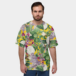 Футболка оверсайз мужская Цветы Сирень и Белые Бегонии, цвет: 3D-принт — фото 2