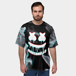 Футболка оверсайз мужская Marshmello пламя с оттенком неона, цвет: 3D-принт — фото 2