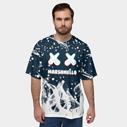 Футболка оверсайз мужская Marshmello белый огонь, цвет: 3D-принт — фото 2