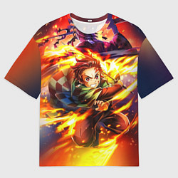 Мужская футболка оверсайз Клинок, рассекающий демонов Demon Slayer