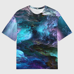 Мужская футболка оверсайз Неоновые облака neon clouds