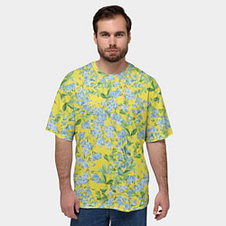 Футболка оверсайз мужская Цветы Незабудки На Жёлтом Фоне, цвет: 3D-принт — фото 2