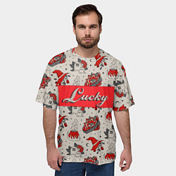 Футболка оверсайз мужская Lucky Татуировки в стиле Олдскул, цвет: 3D-принт — фото 2