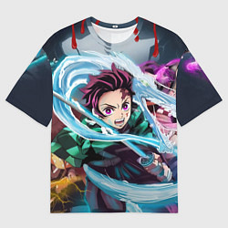 Футболка оверсайз мужская ТАНДЖИРО КЛИНОК, РАССЕКАЮЩИЙ ДЕМОНОВ DEMON SLAYER, цвет: 3D-принт