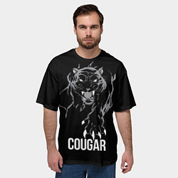 Футболка оверсайз мужская Cougar on the hunt - Пума на охоте, цвет: 3D-принт — фото 2