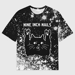 Мужская футболка оверсайз Группа Nine Inch Nails и Рок Кот