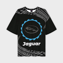 Футболка оверсайз мужская Jaguar в стиле Top Gear со следами шин на фоне, цвет: 3D-принт