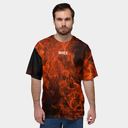 Футболка оверсайз мужская New York, дизайн в готическом стииле с огнем и анг, цвет: 3D-принт — фото 2