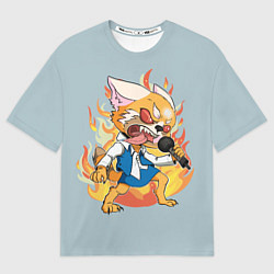 Мужская футболка оверсайз Рэцуко с микрофоном Aggretsuko
