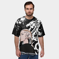 Футболка оверсайз мужская ДРАКЕН И БЕЛЫЙ ДРАКОН - ТОСВА, цвет: 3D-принт — фото 2