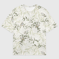 Футболка оверсайз мужская Птицы На Ветках С Листьями, цвет: 3D-принт