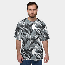 Футболка оверсайз мужская Чёрно-белые Листья Пальм, цвет: 3D-принт — фото 2