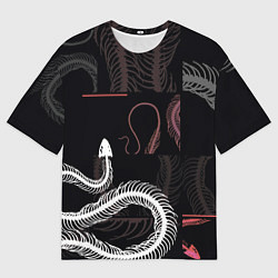 Мужская футболка оверсайз Скелет змеи Snake skeleton