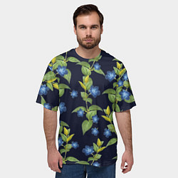 Футболка оверсайз мужская Цветы Барвинок, цвет: 3D-принт — фото 2