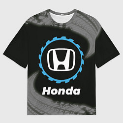 Футболка оверсайз мужская Honda в стиле Top Gear со следами шин на фоне, цвет: 3D-принт