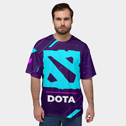 Футболка оверсайз мужская Символ Dota в неоновых цветах на темном фоне, цвет: 3D-принт — фото 2