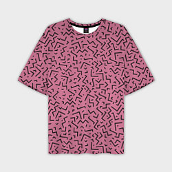 Мужская футболка оверсайз Минималистический паттерн на розовом фоне