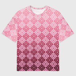 Футболка оверсайз мужская Розовый геометрический градиентный узор, цвет: 3D-принт