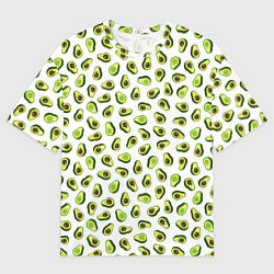Мужская футболка оверсайз Смешное авокадо на белом фоне