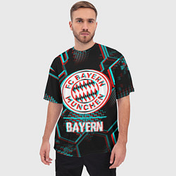 Футболка оверсайз мужская Bayern FC в стиле Glitch на темном фоне, цвет: 3D-принт — фото 2