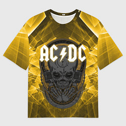 Футболка оверсайз мужская AC DC SKULL ROCK, цвет: 3D-принт