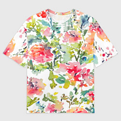 Футболка оверсайз мужская Floral pattern Watercolour Summer, цвет: 3D-принт