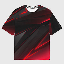 Футболка оверсайз мужская Красно-черный фон, цвет: 3D-принт