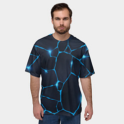 Футболка оверсайз мужская Синие разломы, цвет: 3D-принт — фото 2