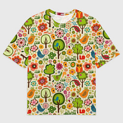 Мужская футболка оверсайз COLORED FOREST ANIMALS