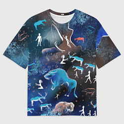 Футболка оверсайз мужская Альтернативная Альтамира синяя, цвет: 3D-принт