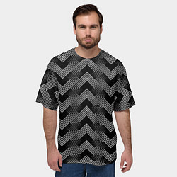 Футболка оверсайз мужская Геометрический черно-белый узор Арт Деко, цвет: 3D-принт — фото 2