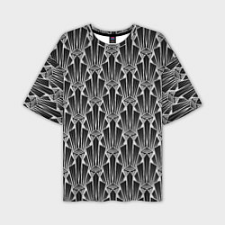 Мужская футболка оверсайз Черно-белый модный геометрический узор арт деко