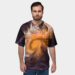 Футболка оверсайз мужская Неоновые краски - Оранжевый, цвет: 3D-принт — фото 2