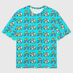 Мужская футболка оверсайз RAINBOW AND CUBE