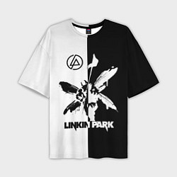 Футболка оверсайз мужская Linkin Park логотип черно-белый, цвет: 3D-принт