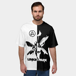 Футболка оверсайз мужская Linkin Park логотип черно-белый, цвет: 3D-принт — фото 2