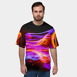 Футболка оверсайз мужская Abstract colorful waves, цвет: 3D-принт — фото 2