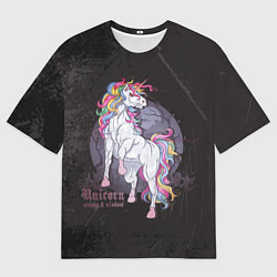 Футболка оверсайз мужская Единорог и полнолуние, цвет: 3D-принт