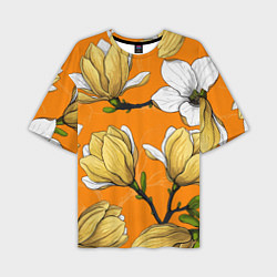 Мужская футболка оверсайз Удивительные летние тропические цветы с нераскрывш