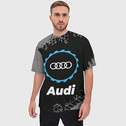 Футболка оверсайз мужская Audi в стиле Top Gear со следами шин на фоне, цвет: 3D-принт — фото 2