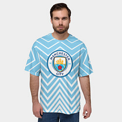 Футболка оверсайз мужская Манчестер сити белые волну, цвет: 3D-принт — фото 2