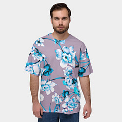 Футболка оверсайз мужская Летний стилизованный цветочный паттерн, цвет: 3D-принт — фото 2