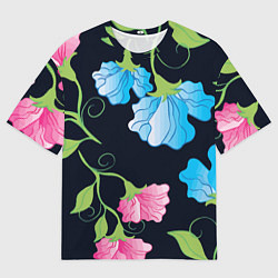 Футболка оверсайз мужская Яркие удивительные цветы в летней ночи, цвет: 3D-принт