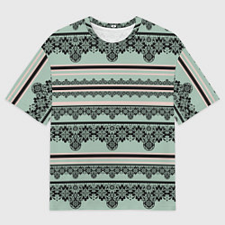 Мужская футболка оверсайз Black lace черное кружево